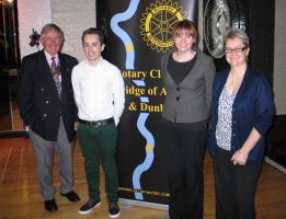 President Iain Smith with Lewis Hay, Claire Larkin and speakers host, Audrey Cooper.
