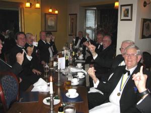 Past Presidents raise their 'pinkies' in support of President Bob's 'Purple Pinkie'  campaign in aid of End Polio Now.   