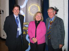 Speakers host Alan Lee with Liz and President Iain Smith.