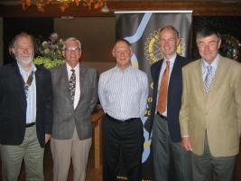 President Colin Strachan, speakers host Bob Watson, Nick Rawlings, new member Andrew Hilley and Peter Holmes.
