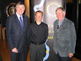 Speakers host, Peter Holmes, Karl Magee and President Iain Smith