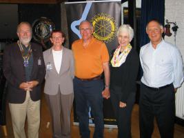 President Colin Strachan, Janet Lowe, Andrew and Diane Ross from Towsontowne Rotary and speakers host Nick Rawlings.