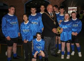 The Lord Mayor of Birmingham Councillor John Lines is pictured with pupils from Old Park School in Dudley.