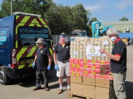First delivery of food from Rotary4Foodbanks project being unloaded in Caistor