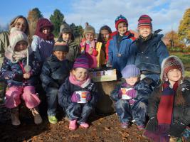 Oswestry School Interact Club help Bellan House pupils plant crocus bulbs