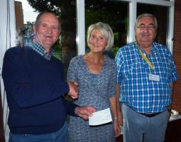 Rod and John presenting the cheque to Jacqueline Openshaw