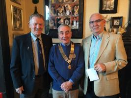 Jeff Davies with President Chris Dowes and Rotarian John Greer