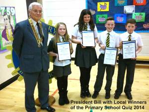 Past President Bill and Local Winners of the Primary School Quiz