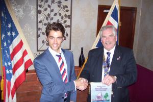 William Usher presents President Iain with Club Banner