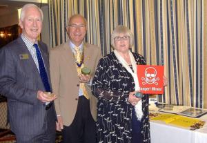 Left to Right: John Fishburne (Rotary Club of Nantwich), Buxton Rotary President Ian Saunders, Kate Moore MBE