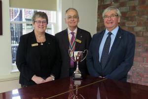 (L-R) Sue Leonard, President Ian Haigh and Chair of Community Services Mike Griffiths