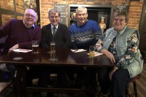 Oswestry Quizzers.  Here’s Tony’s photo of the quiz team from last evening. It was taken before the contest (which is why we are all smiling!).