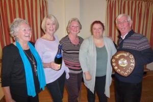  Hayley hands over the Quiz Winners Shield to John, Frankie, Lesley & Sheryl