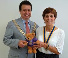 District Governor Terry Dean with Mildmay President Brenda Stroud