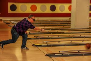 Bowling with a blindfold.