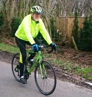 Newbury Rotarian Kevin Mosley training for the 1000 mile cycle ride.