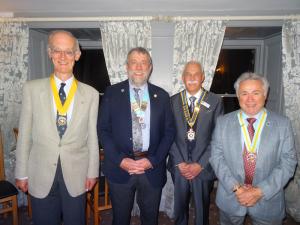 Rotary District Governor Chris Williams with, from the Rotary Club of Llantwit Major left to right, President Elect Charles Anderson, President David Rogers and Assistant District Governor Gareth Rees