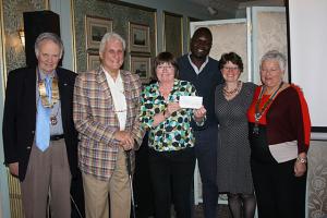 Alison Hall MBE was presented on 26 March 2019 with a cheque for £3000 towards the village educational project in Uganda