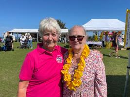 Sue (right) with President Elect Maggie Hardy at the Summer Fête 2023