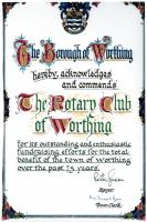 Citation from Worthing  Borough Council in 1997 to celebrate our club's 75 years service to the town