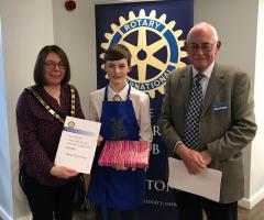 James Mockridge, Winner of Young Chef 2019 with Mayor of Taunton Deane, Cllr Catherine Herbert and Rotarian Patrick Berry