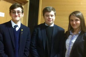 District 1180 Senior winners Oswestry School (L-R) Seb Banks, Matthew Cooper and Adelina Creciun