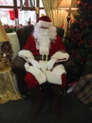 Fathe Christmas sits in his splended grotto at Three Shires Garden Centre.