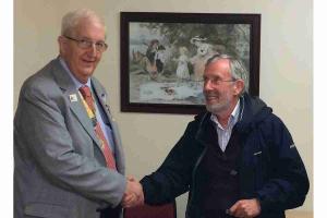 New Eccleshall RC member John Morton is welcomed by District Governor John Sayer