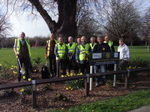 President Nigel ,Rotarians and members of Grimsby in Bloom at Capes Recreation Ground.