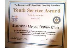 IFSR Youth Service Award by the International Fellowship of Scouting Rotarians.
