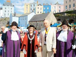 The Deputy Mayor of Tenby, Cllr Caroline Thomas, Mace Bearers Robin Scanlon and John Morgan and President Elect of the Rotary Club of Tenby Peter Oeppen are pictured at the opening of our first 2012 event on the 29th July