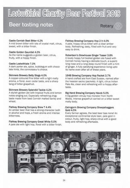 2018 Beer Festival Programme Page 20