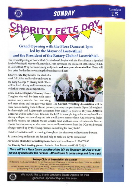 2015 Lostwithiel Carnival Programme