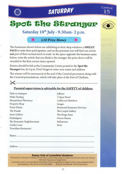 2015 Lostwithiel Carnival Programme