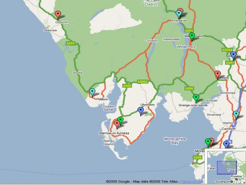 Map showing location of Rotary Clubs