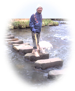 Rtn Charles Wyatt crossing the stones