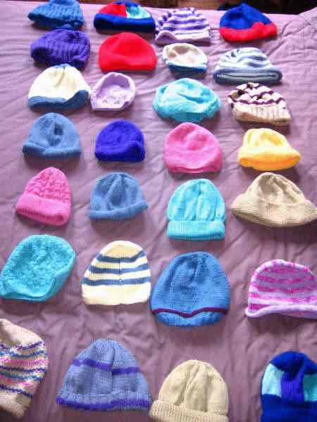 Lots of knitted hats