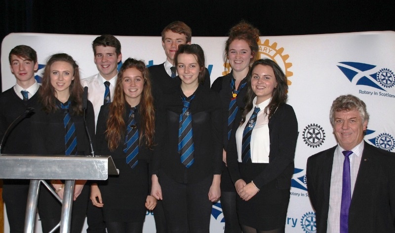 Predident Gordon and some of the students