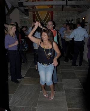 Instructor Sonia shows Mark  the moves!