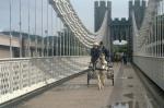 The National Trust gave us permission to ride across the Telford Suspension Bridge in the early morning.
