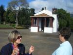 Dina from the RC of Machico SC explaining the history of the oldest chapel on the island to Janet.