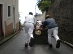 Woodbridge President Geoff and Lynn try the famouse sledge from Monte down to Funchal