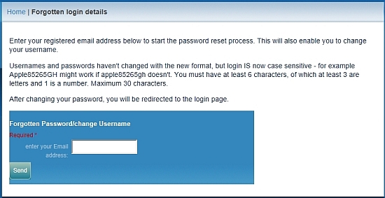 forgotten login password