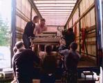 Unloading hospital beds in Ukraine