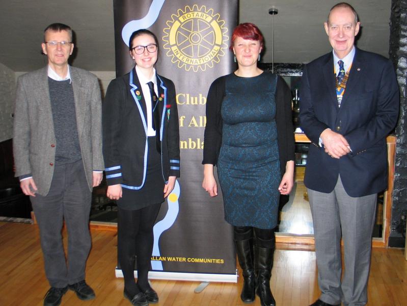 l-r Speakers host Russell Wheater, Anna Steen, Isabelle Uny and President Peter Farr