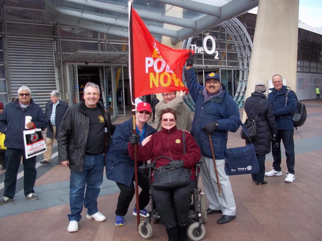 Rotarians climb the O2 for End Polio Now