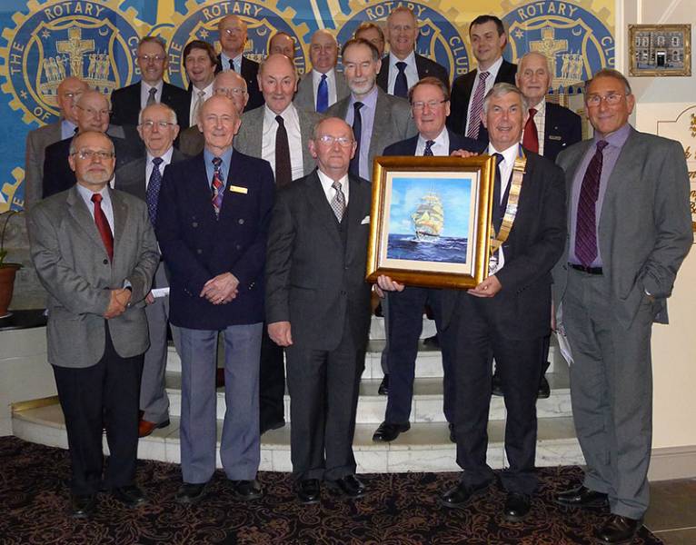 Captain Bill Hodgson presentation of his painting to President Frank