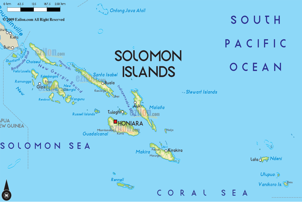 Volunteering in the Solomon Islands - Map of the Solomons
