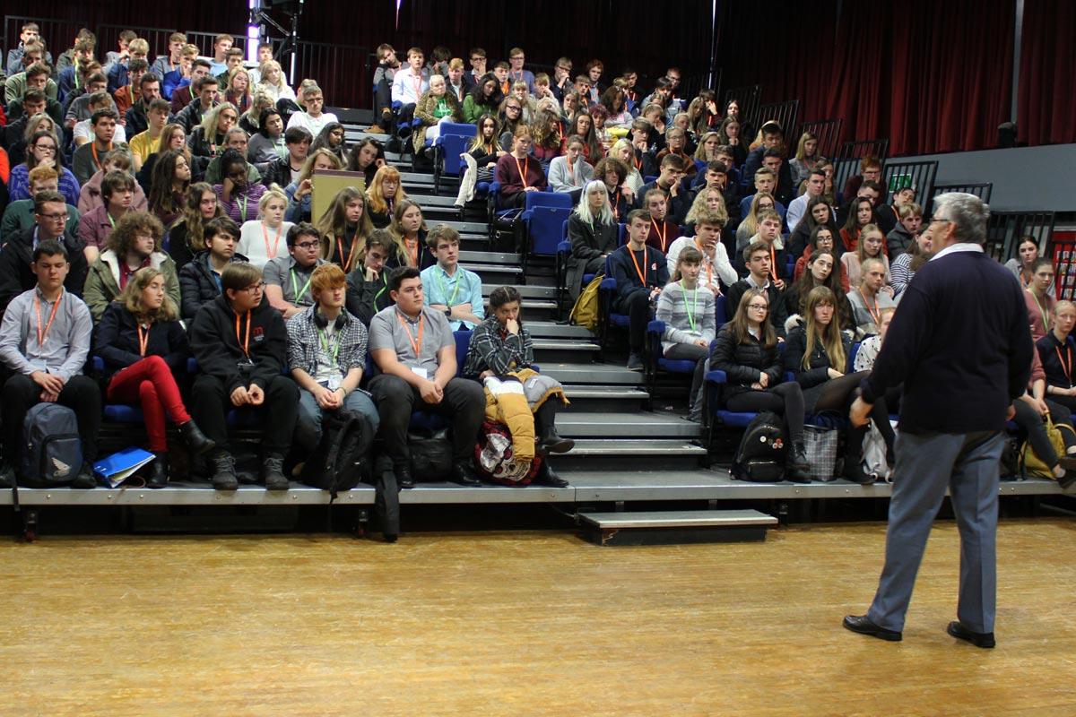 Justin addressing The Marches Sixth Form