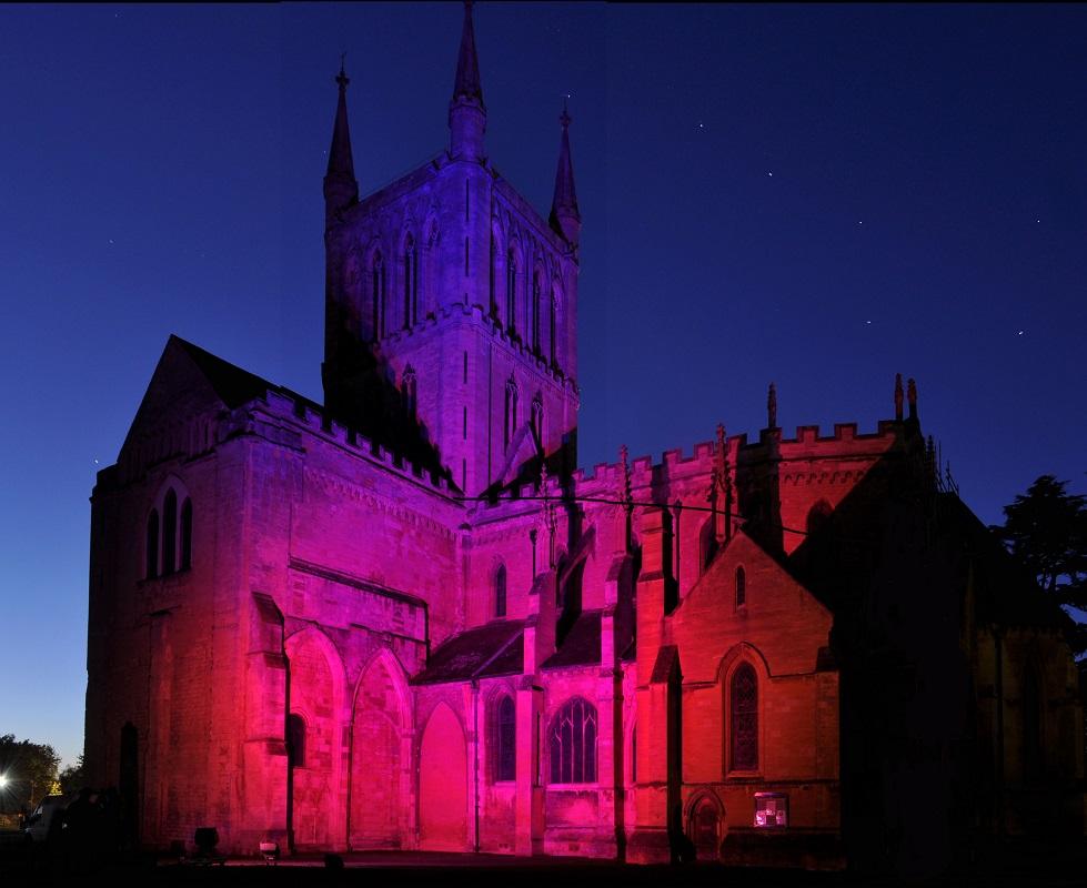 Pershore Abbey illuminated celebrating Rotary's  